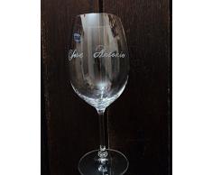 Copa de Vino personalizada con el nombre grabado a mano con punta de diamante. NO SE HACE SON LÁSER, por eso no se borra nunca. Haz el pedido y envía el nombre por mail. ESTÁN GUSTANDO MUCHO ¡