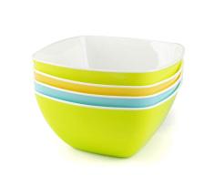 Cuencos de cereales individuales bol de plástico para desayuno niños aperitivos vasos de postre, palomitas sopa - juego de 4