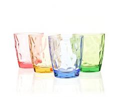 Urmelody color acrílico Party Copas Bar Vaso de cerveza Vasos de agua irrompibles Único acampar Cumpleaños Vasos de vino rojos Vaso de plástico para niños para té, café, whisky y leche Set de 4