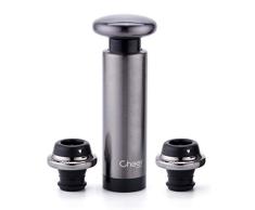 CHEER MODA Kit de Bomba de vacío Wine Saver con 2 Tapones de Botella de válvula, sellador de Conservador de Vino sin Fugas Extra Apretado y tapón de Vino de Goma con marcadores de Fecha