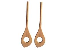 Hemoton Cuchara Agitadora de Madera 2Pcs con Un Agujero Batidor de Huevo Cuchara Cuchara Mezcladora para Té Mermelada de Café Miel Cocina Herramienta de Cocina Suministros 15 Cm