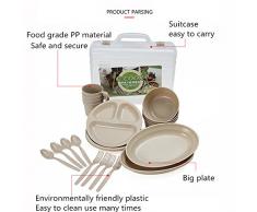 LYGOD 25 piezas Vajilla Acampada Camping Cocina & Calidad Alimentaria PP – Vajilla (Traje para 2 – 4 personas)