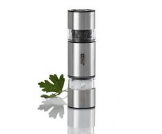 AdHoc MP12 - Molinillo Combinado duomill Mini para Sal y Pimienta Mecanismo de cerámica Acero INOX y acrílico 11cm ø 3 2 cm (h.nr.)