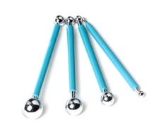 Cortador de Moldeado de Pasta de Azúcar para Decoración de Pastel de Bola de Metal - 4 Piezas - Azul, Acero Inoxidable