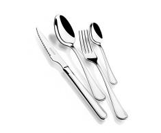 Monix Manila - Set 75 piezas cubiertos de acero inox 18/10 con cuchillo chuletero y estuche Nogal (12 comensales)