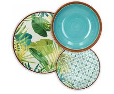 Tognana Jungle – Vajilla de 18 piezas, Porcelana, Multicolor, 9.12 kg