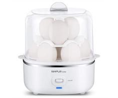 SIMPLETASTE Cocedor de Huevos Eléctrico para Huevos Duros o Blandos, Huevos Escalfados, Tortillas y Alimentos al Vapor con Función de Apagado Automático y 2 Niveles con Capacidad de 10 Huevos