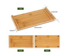 Fdit Bandeja de Té de Bambú Bandeja de Té Chino Portátil Gongfu Clásico Juego de Té para Viaje Bandeja de Té Tetera Plato Taza Postre Comida Bandeja de Servicio