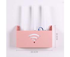 Router Caja de almacenamiento gratuito ponche de montaje en pared del router inalámbrico Wifi Caja de almacenamiento Set-Top Box rack Salón Dormitorio caja de cable,Rosado