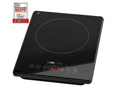 Clatronic EKI 3569 - Placa vitrocerámica por inducción portátil, 10 niveles de temperatura, 2000 W, color negro