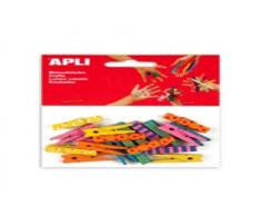 Pinzas de Madera Decoradas Colores Surtidos 35 x7 mm Apli 13480