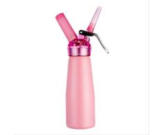 500Ml Pistola de crema Espuma de aluminio Espumador Jarrón de crema de acero inoxidable Botella de sifón de nitrógeno 0.5 Cubierta de cristal Rosa