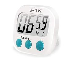 Betus Temporizador de Cocina Digital - Grandes dígitos, operación Simple - Almohadilla magnética o Soporte de Mesa - Cuenta cronómetro hacia Arriba y hacia Abajo para cocinar