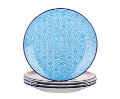 vancasso serie Macaron 4 piezas Platos de Porcelana Redonda, Plato de Cena, Estilo Japonés Pintado a Mano Platos Llanos