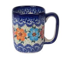 Cerámica Tradicional polaca, Taza de cerámica Artesanal (275ml), Q.401.BLUELACE