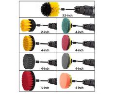 JOQINEER Juego de Accesorios para Cepillo de perforación de 22 Piezas, Kit de Cepillo de Taladro de fregado eléctrico, Kit de Limpieza de Almohadillas de fregado para selladores de Azulejos, bañera