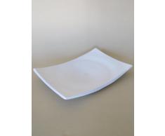 Centro de mesa-fuente de barro rojo, hecho a torno alfarero y esculpido a mano despues en forma rectangular, esmaltado en color blanco, disponible en varios colores y otro tamaño superior. Firmado y etiquetado por nuestro taller