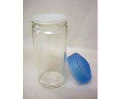 BOTE TARRO ESPECIERO ESPECIES ESPECIAS CRISTAL TAPA PLASTICO AZUL