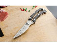 Tijeras de Cocina - (Longitud 25,5cm, Grosor 3mm) - Acero Inoxidable Pollo Tijeras con Plástico Resorte Mango e Paño de Limpieza para Aves de Corral