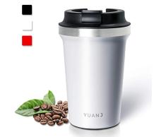 Yuanj - Taza térmica para llevar (350 ml, acero inoxidable, doble pared y aislamiento al vacío), color blanco