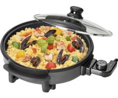 Clatronic PP 3401 Sartén eléctrica con tapa de cristal, diámetro 32 cm, 1500 W, 8 litros, Metal, Negro
