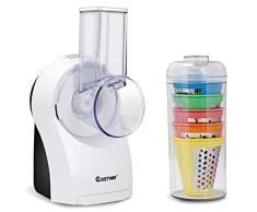 COSTWAY 3 en 1 Cortadora de Verduras Acero Inoxidable 150W Automático Picadora Rebanadora Eléctrica Máquina de Ensalada para Cocina