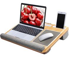 HUANUO Soporte Portátil, Bandeja para Ordenador con Cojín, Alfombrilla de Ratón y Almohadilla de Muñeca Incorporadas para Notebook de Tamaño hasta 17 “ con Tableta, Lápiz y Soporte para Teléfono
