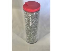 Starbucks Vaso con purpurina plateada de 16 onzas líquidas