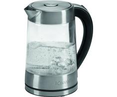 Bomann WK 5023 GCB Hervidor de agua eléctrico con jarra de cristal, 2200 W, 1.7 litros, Acero Inoxidable, Gris/Transparente