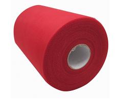 Carrete de tela de tul de 15,2 cm x 91,4 m, 59, colores disponibles, para caminos de mesa, sillas, lazos, faldas, costura, manualidades, tela para boda, fiesta, regalos. rosso