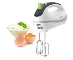 Taurus Prima - Batidora amasadora de repostería. 300W. 5 velocidades + Turbo. 2 tipos varillas: amasadoras y batidoras. Varillas extraíbles. Ergonómica. Compacta. Blanco/verde