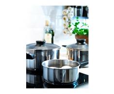 Ikea Annons - Batería de Cocina de inducción con Tapa de Cristal, 5 Piezas (Acero Inoxidable)