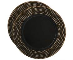 COM-FOUR® 2x Placa decorativa de plástico color negro dorado - Plato de corona de Adviento para Navidad - Platos para bodas y celebraciones familiares