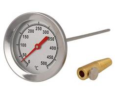 Edelstahl Träume - 500 ° c grado horno leña bimetálico y horno horno barbacoa termómetro analógico. diámetro de 62 mm y 30 cm de largo