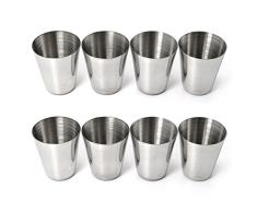 8 piezas acero inoxidable Shot vasos de 25 ml, vaso de chupito Stam Perla, marca Ganzoo