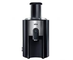 Braun J500 Multiquick Juicer - Licuadora Exprimidor, 900w, surtidor anti-salpicaduras, jarra de zumo 1,25 l, acero inoxidable, negro/plata, 38,1 x 51,1 x 26,4 cm