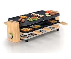 Princess 162910 Raclette Pure 8 - Parrilla, Plataforma para Sartenes, Estructura de Bambú