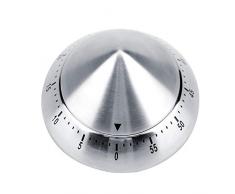 Temporizador mecánico de cocina de acero inoxidable, Minutero mecánico magnético Temporización de 60 Minutos con Imán Sonido de alarma con base magnética para Cocina (Silver)