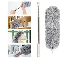 KATELUO Plumero de Limpieza, Microfibra Plumero Cepillo de Limpieza, Extensible Ajustable Lavable con 80-280cm Barra Telescópica, para Limpiar telarañas de Polvo en Ventiladores, Luces, persianas