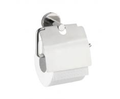 Wenko Bosio - Portarrollos de papel higiénico con tapa, de acero fino inoxidable, 15 x 13.5 x 7 cm, aspecto brillante