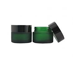 30 ml (1 oz) verde cristal de cosméticos vacíos recargables crema tarro botella de Pot recipiente (2pcs)