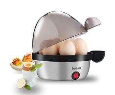 Cocedor de huevos de acero inoxidable, para 1-7 huevos con ajuste de dureza, indicador de luz de apagado automático, protección contra sobrecalentamiento, taza medidora, sin BPA