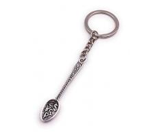 H-Customs Cuchara Cuchara Cubiertos Antiguo Antiguo Personaje Plata Llavero Colgante