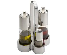 BRA Bella - Vinagrera, 4 Piezas, Acero Inoxidable 18/10 y Vidrio