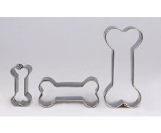 Juego de 3 moldes cortapastas en forma de hueso de acero inoxidable