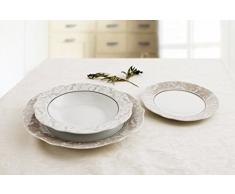 Bidasoa Baroque Nature - Vajilla, 18 piezas, porcelana, color blanco y beige