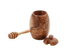 Woodware - tarro para miel y pinturas con Chef italiano en relieve 11 cm. Pinturas 12 cm. Madera de olivo