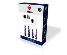 Renberg Squad Navy Cubertería de 24 Piezas en Acero Inoxidable, Azul