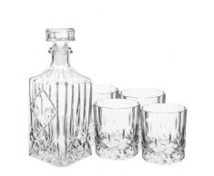 VisioBrands - Juego de botella y vasos para whisky (jarra de 0,75 l, 4 vasos)