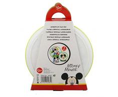 SET PREMIUM BICOLOR 3 PCS (PLATO, CUENCO y VASO 260 ML) MICKEY MOUSE - DISNEY - WATERCOLORS